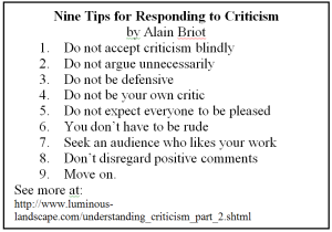 Nine Tips for Responding to Criticism by Alain Briot